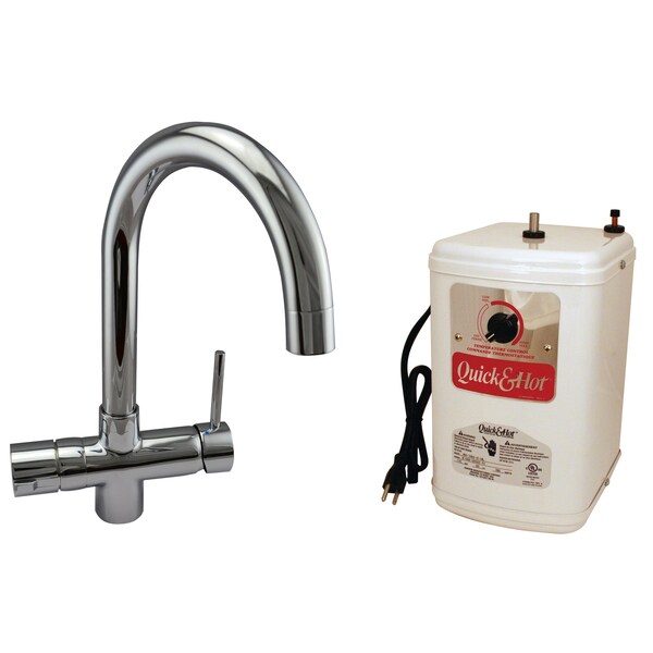 Westbrass Contemporary 1-Handle Water Faucet W/ Instant Hot Water Lever and Tank in Polished Chrome D282HFP-26 - main
